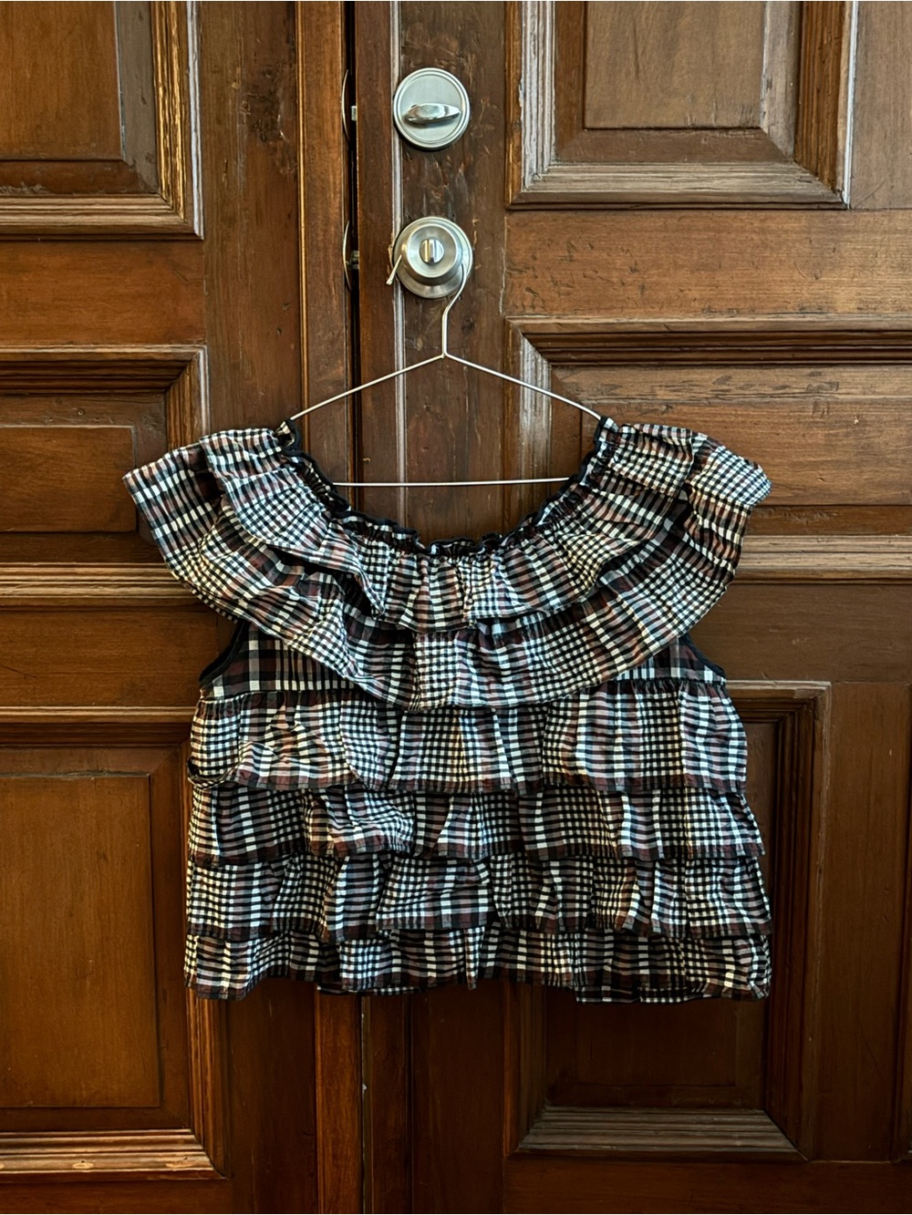 GANNI Gingham Open Back Top